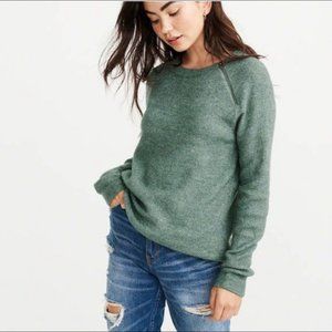 Abercrombie & Fitch Sweater Zipper Crew Pullover Size XS Light Green Waffle Knit